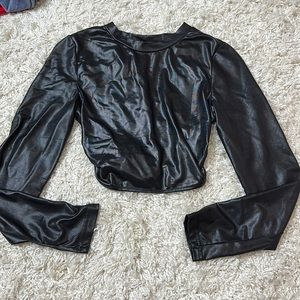 Pleather crop going out top